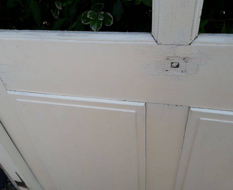 Old glazed door 211.5x105.5cm and its entrance door frame.