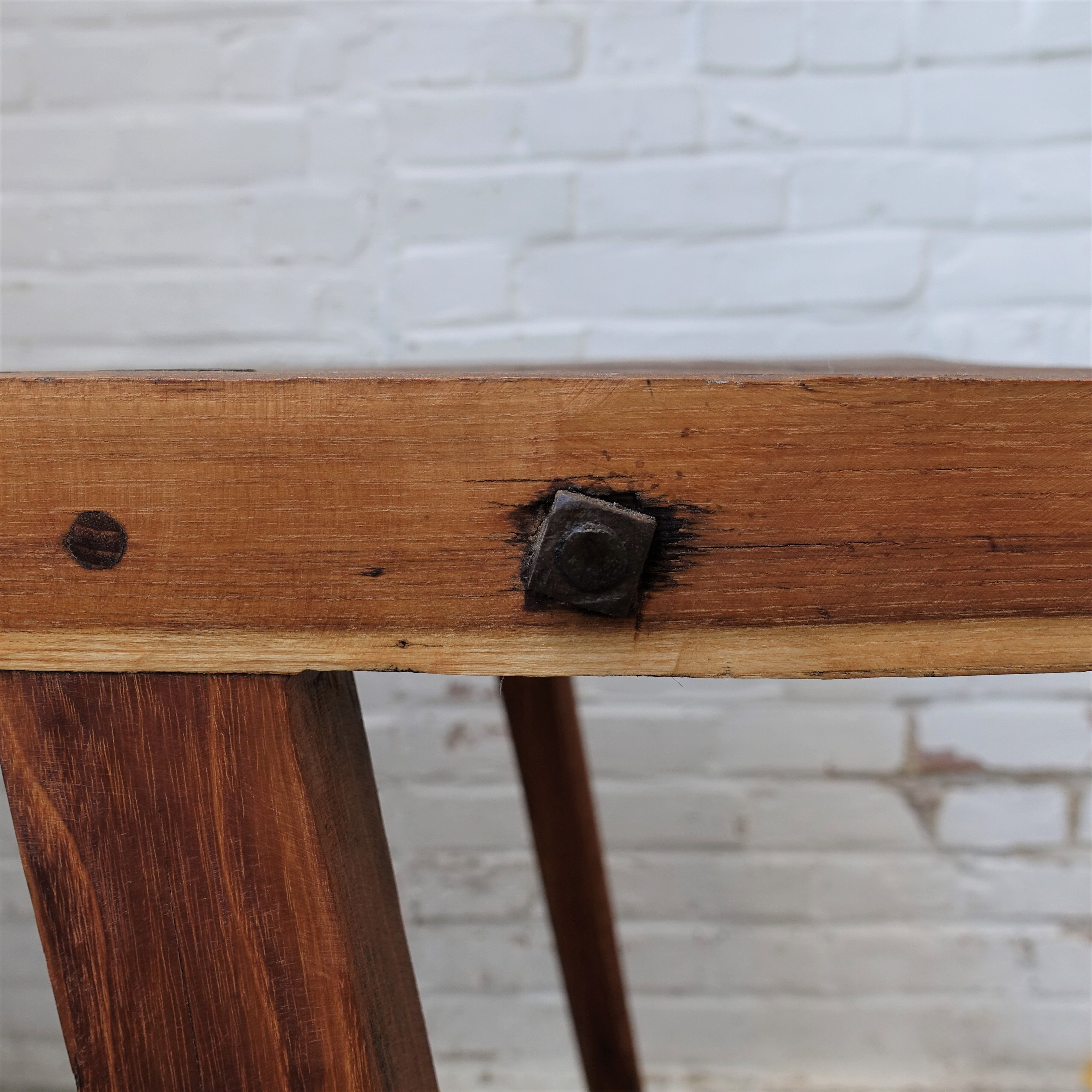 Antique industrial butcher table