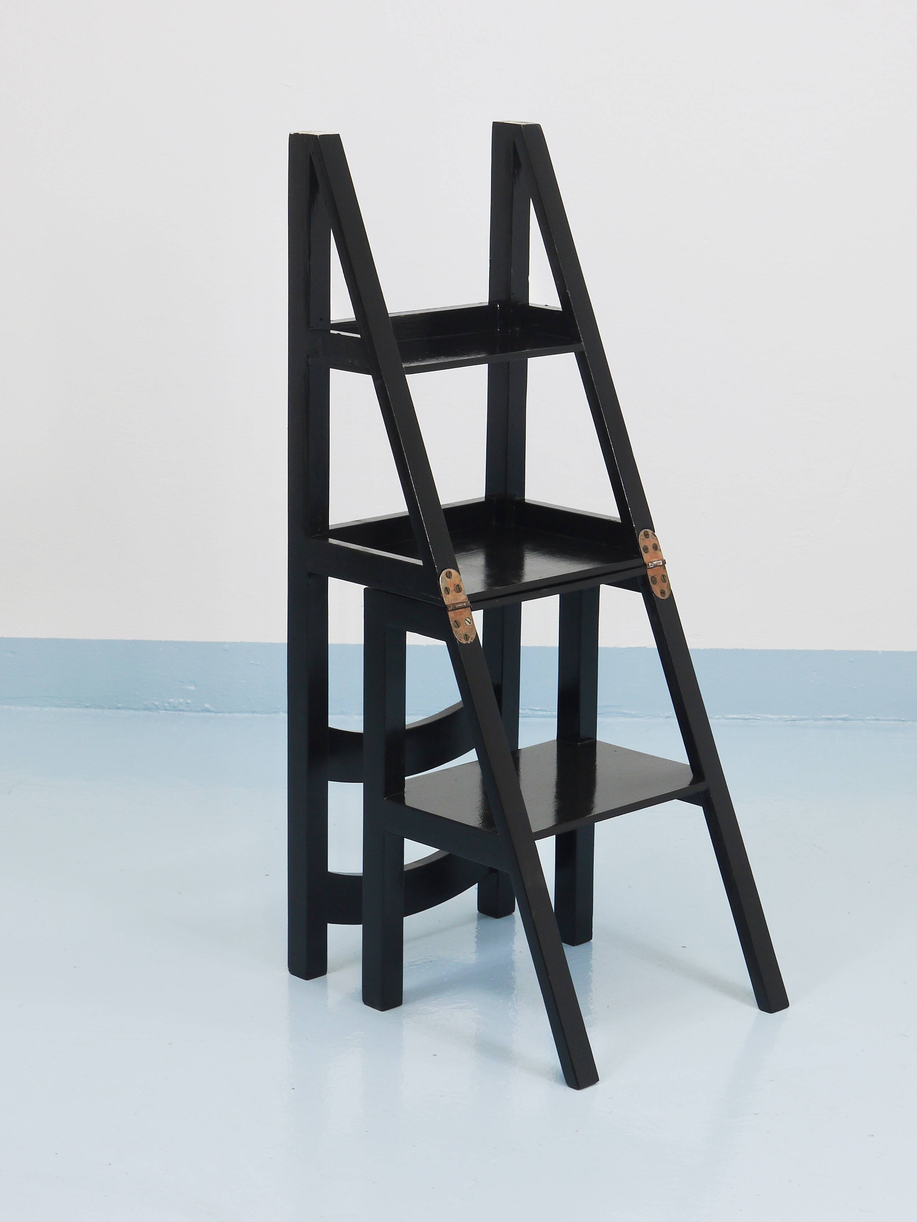 Black Metamorphic Library Steps Folding Ladder Chair, Germany, 1970s