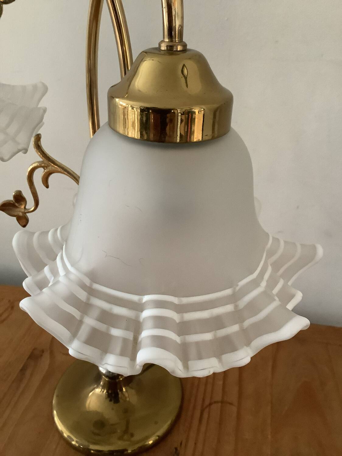Vintage brass lamp and handkerchief globes