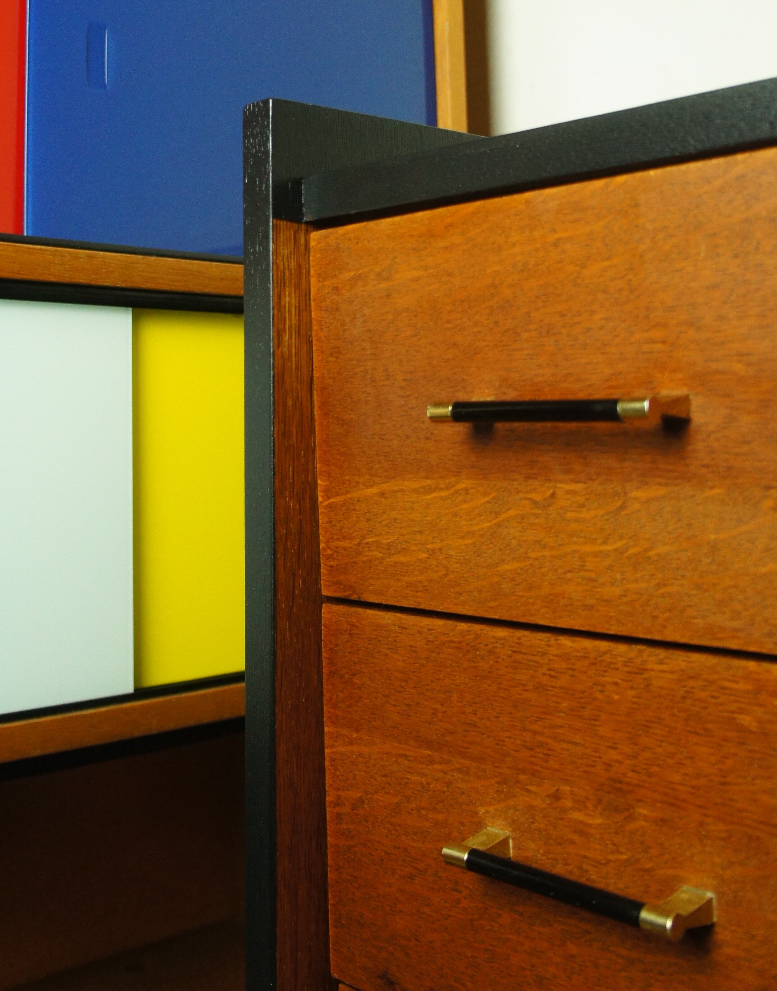 Convenient feet compass wood tinted teak 1950