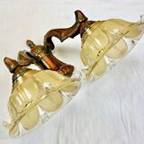 Wall lamp double fires copper metal art deco glassware ezan opalescent gilded