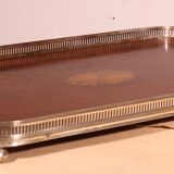 19th century silver-plated metal and mahogany tray