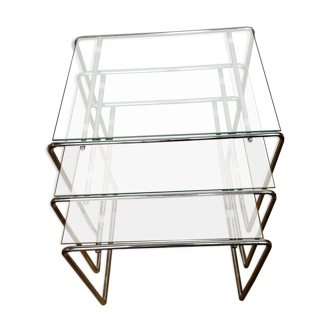 Lot of 3 glass nesting tables