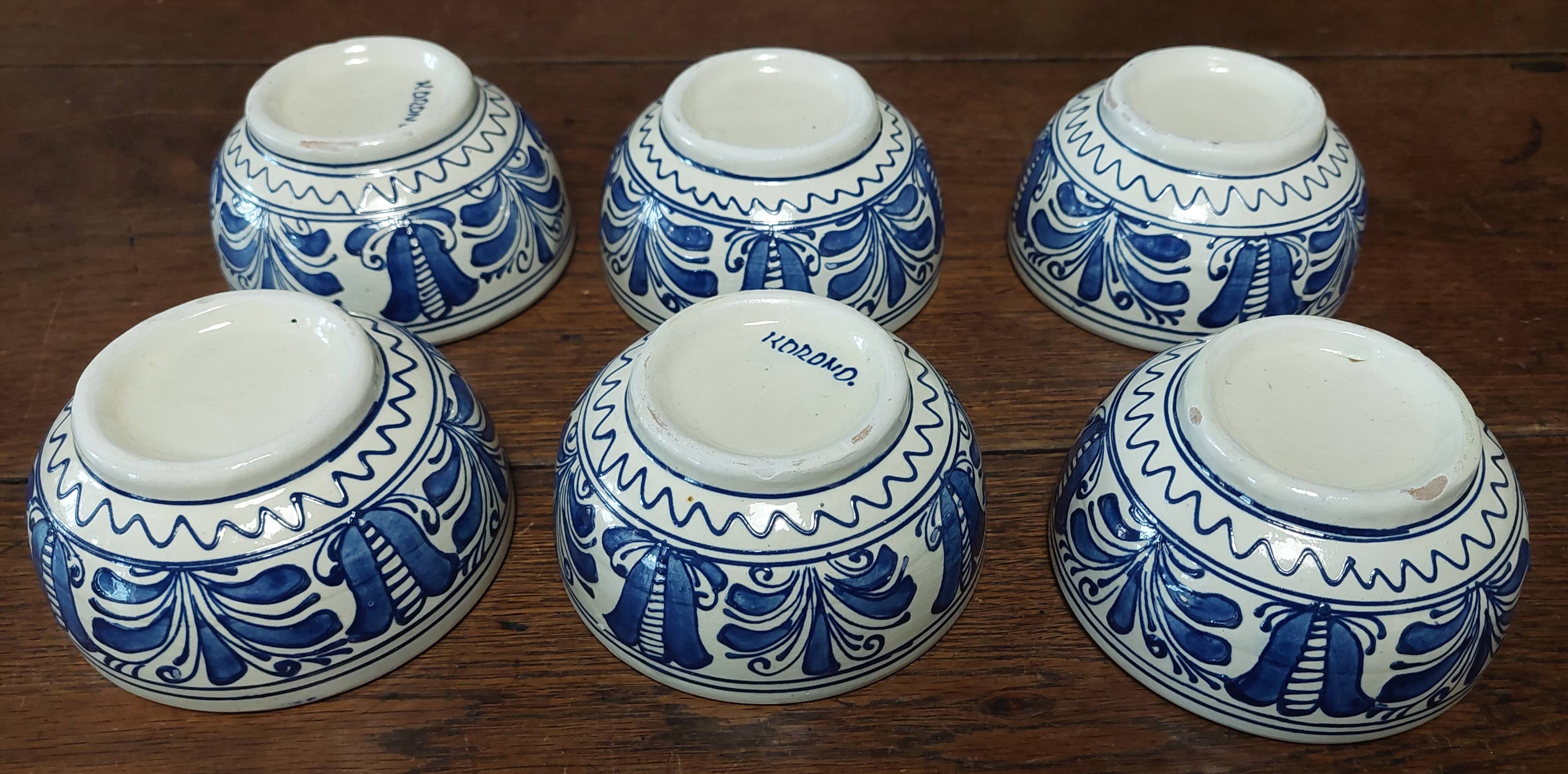 Bowls set of six Korond ceramic Romania 20th century