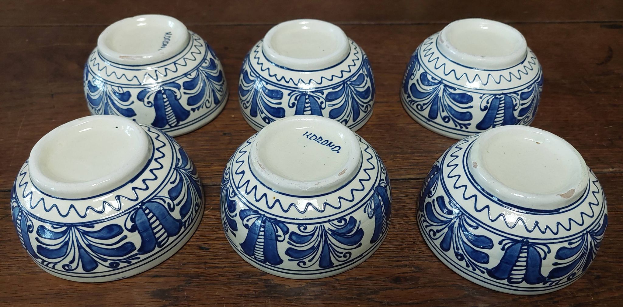 Bols série de six Korond céramique Roumanie XXème