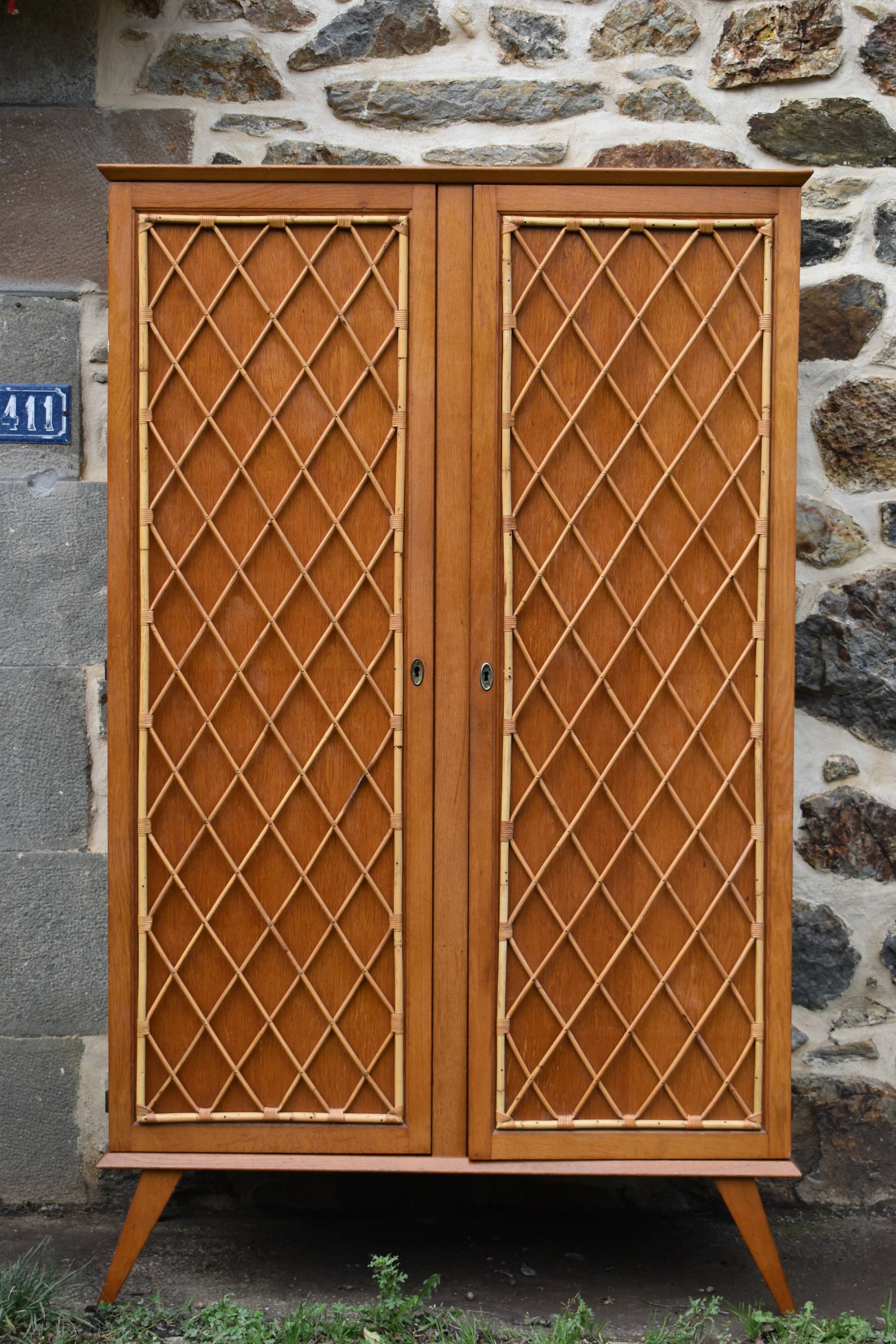 1960s rattan wardrobe