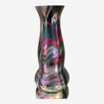 Vase en verre multicouche à reflets irisés