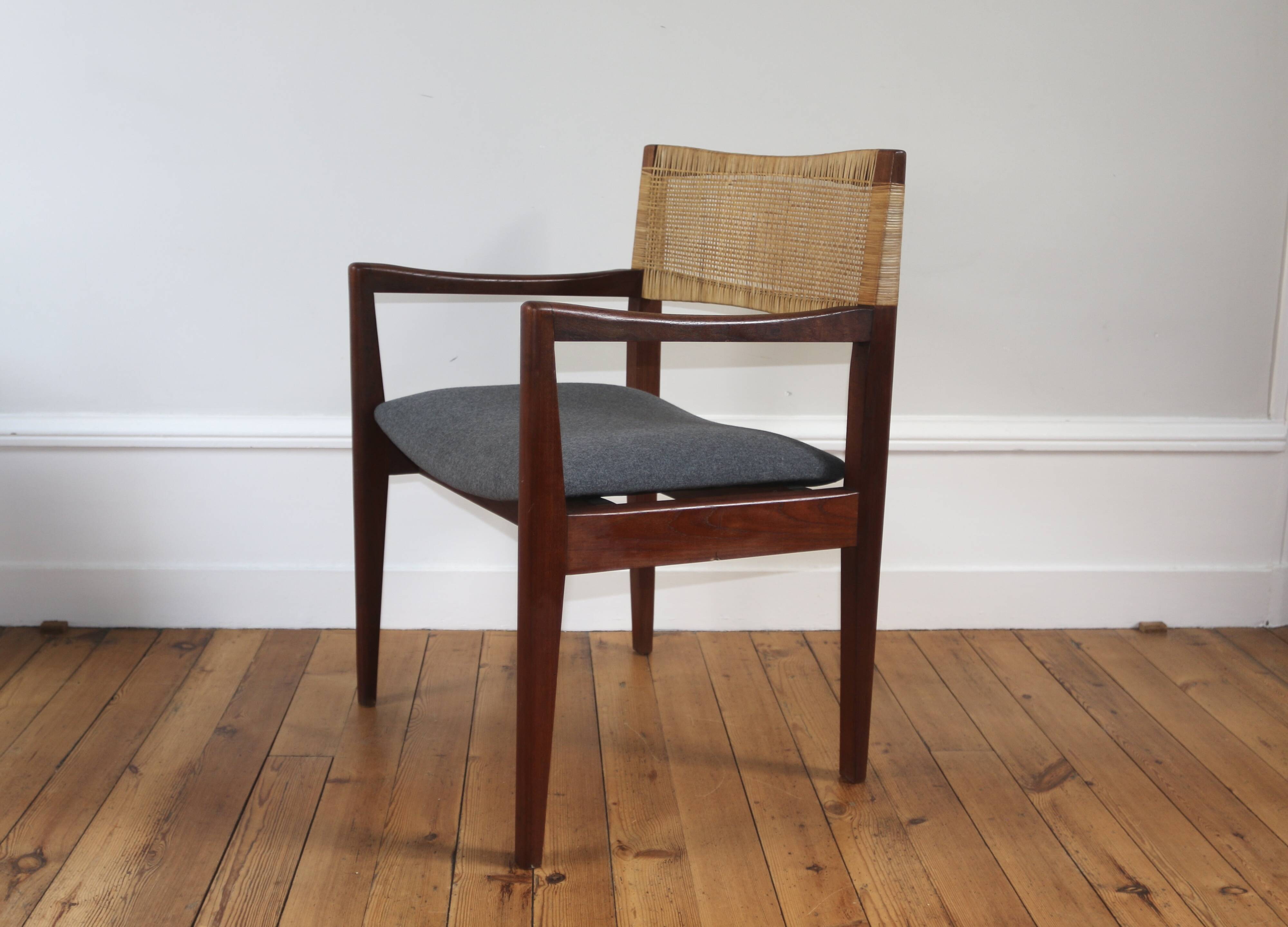 Fauteuil scandinave en teck et rotin, 1960