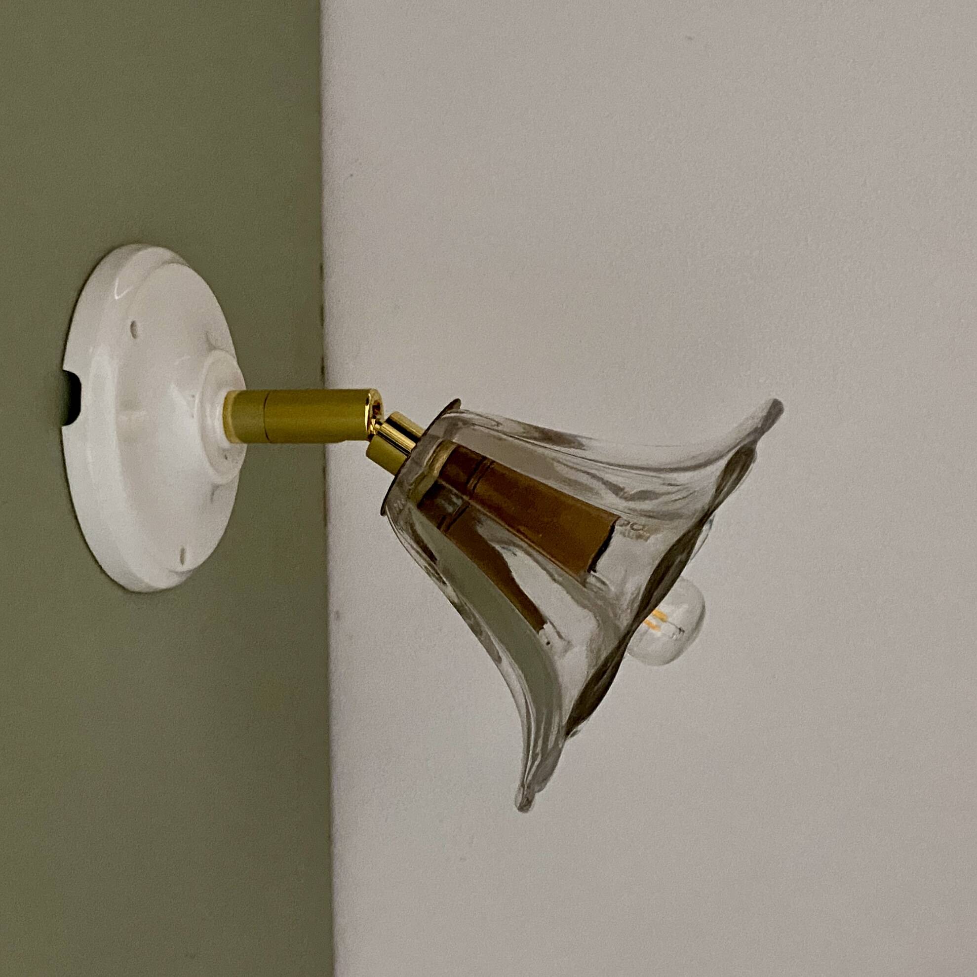 Vintage glass tulip wall light