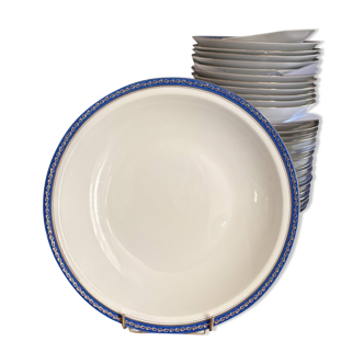 Large Deep Plate 29cm Salad Bowl Limoges Porcelain Blue Gold Betoule Legrand