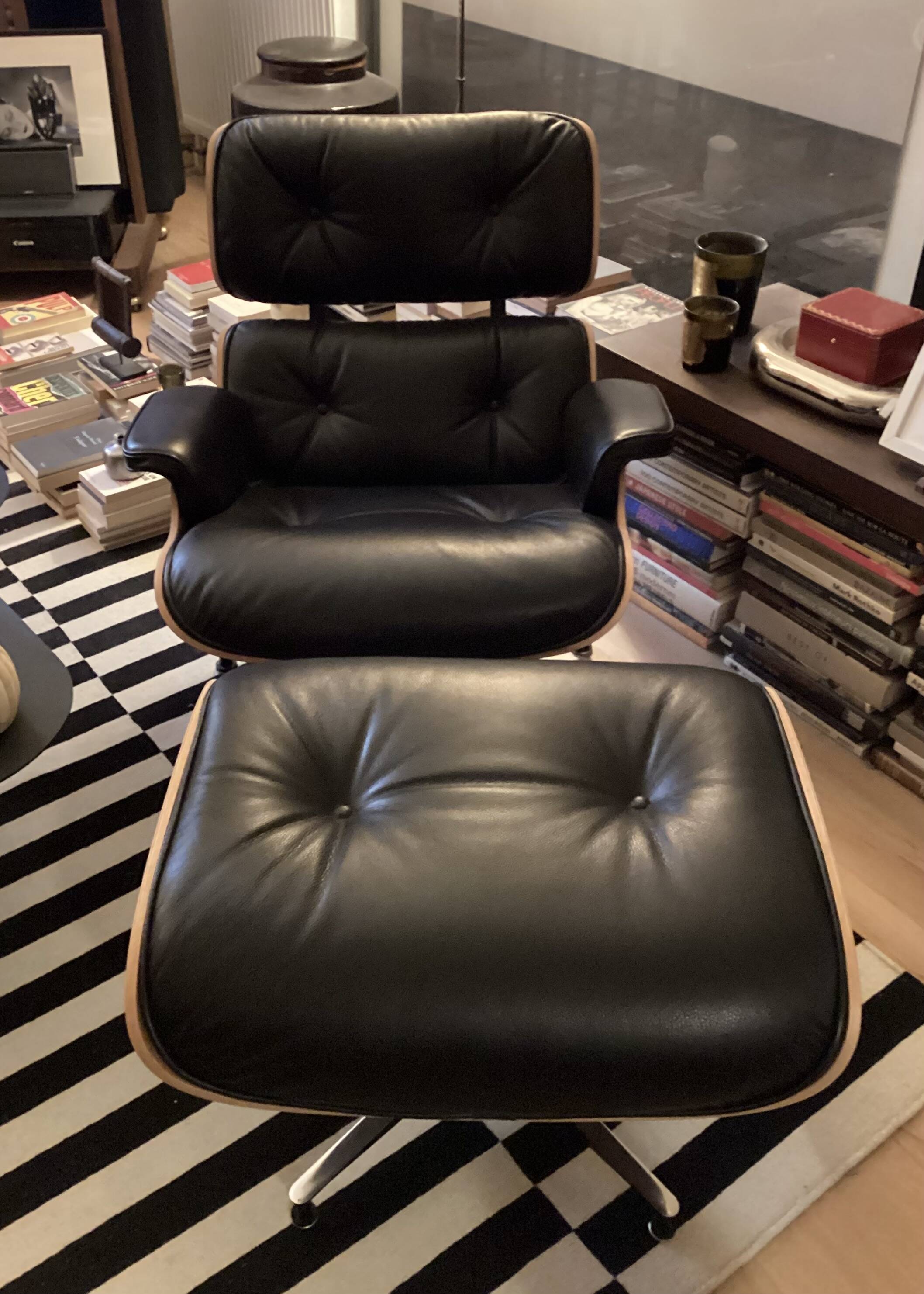 Chair and ottoman by Charles Eames, Herman Miller edition.