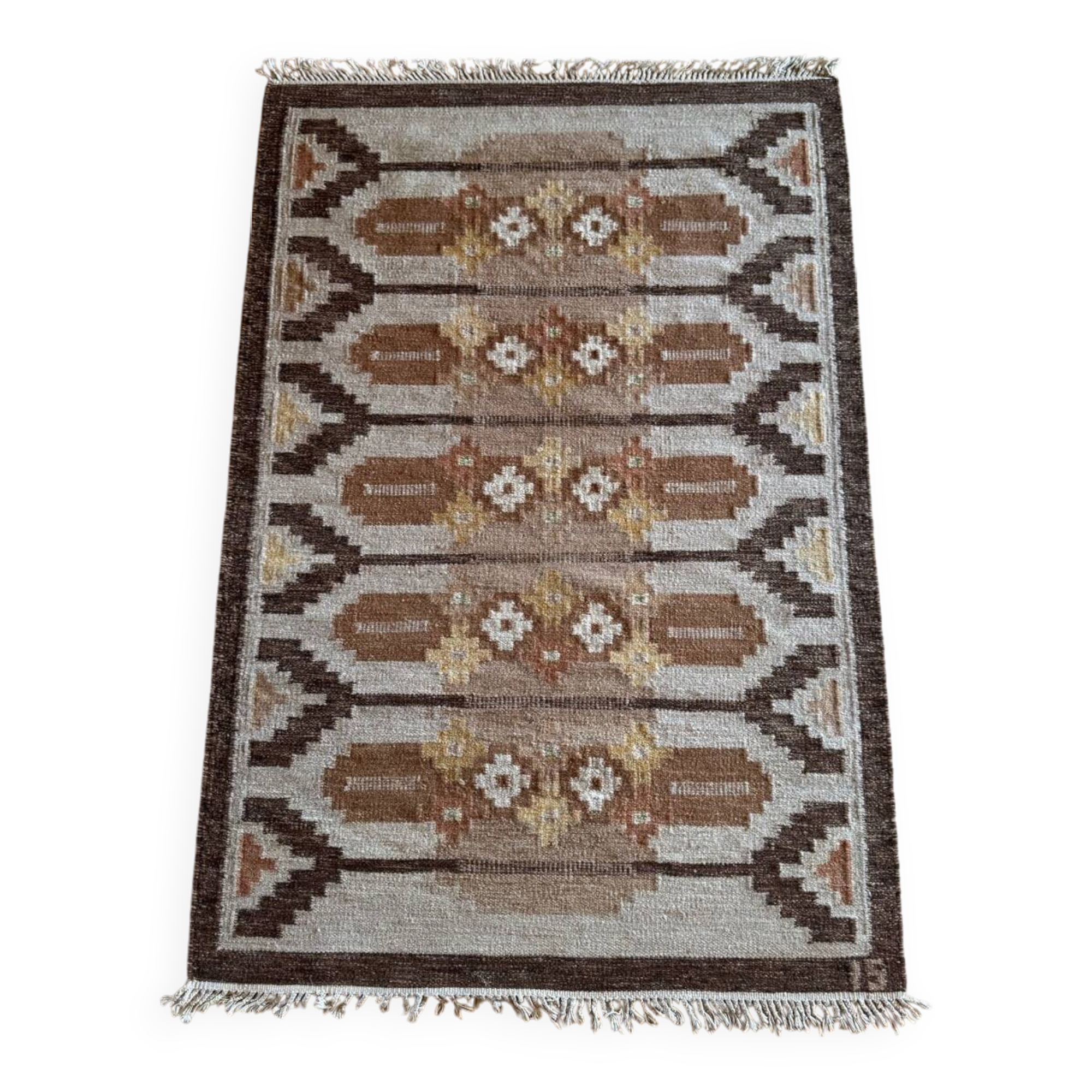 Tapis rolakan scandinave tissé à la main par Ingegerd Silow, Suède