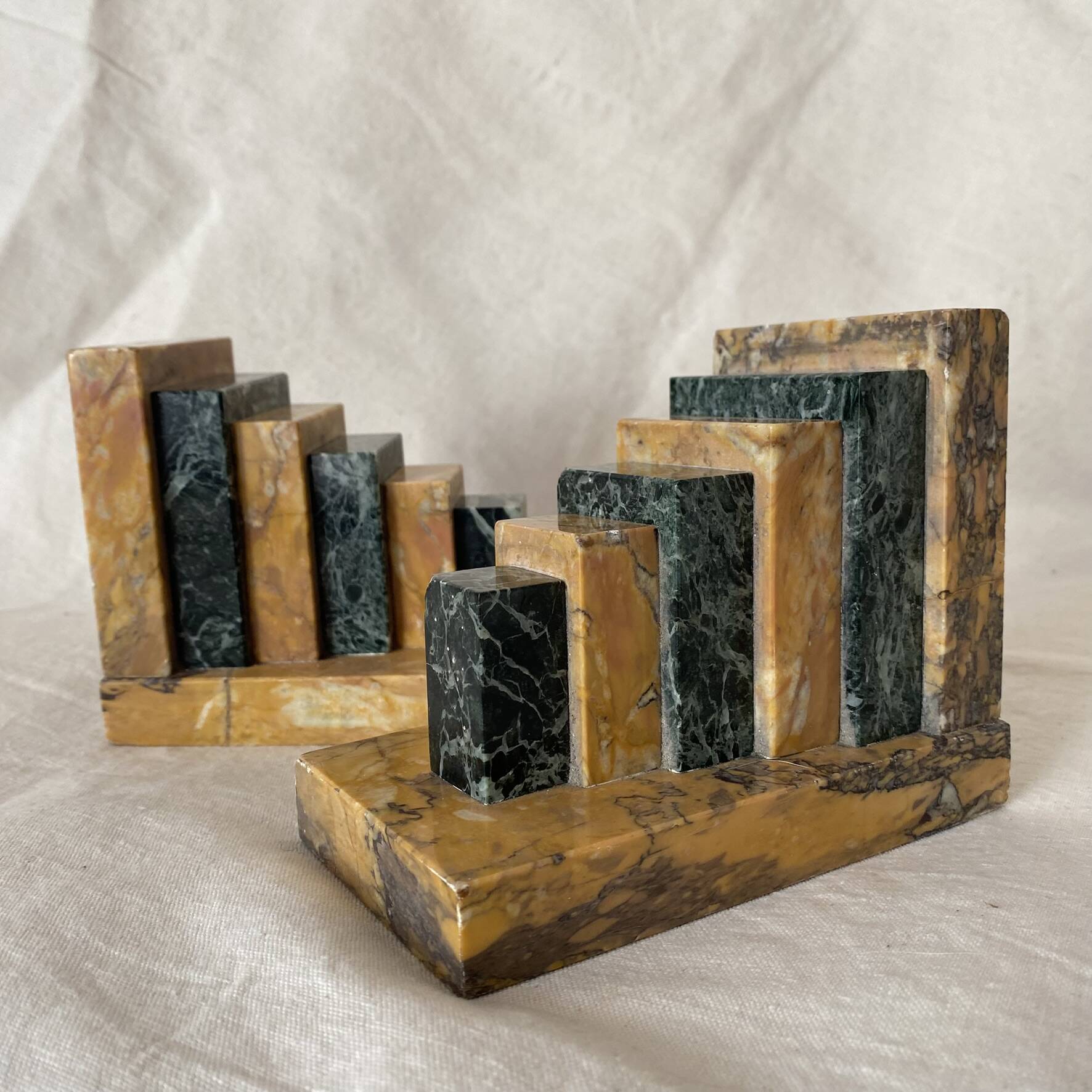 Pair of marble art deco bookends