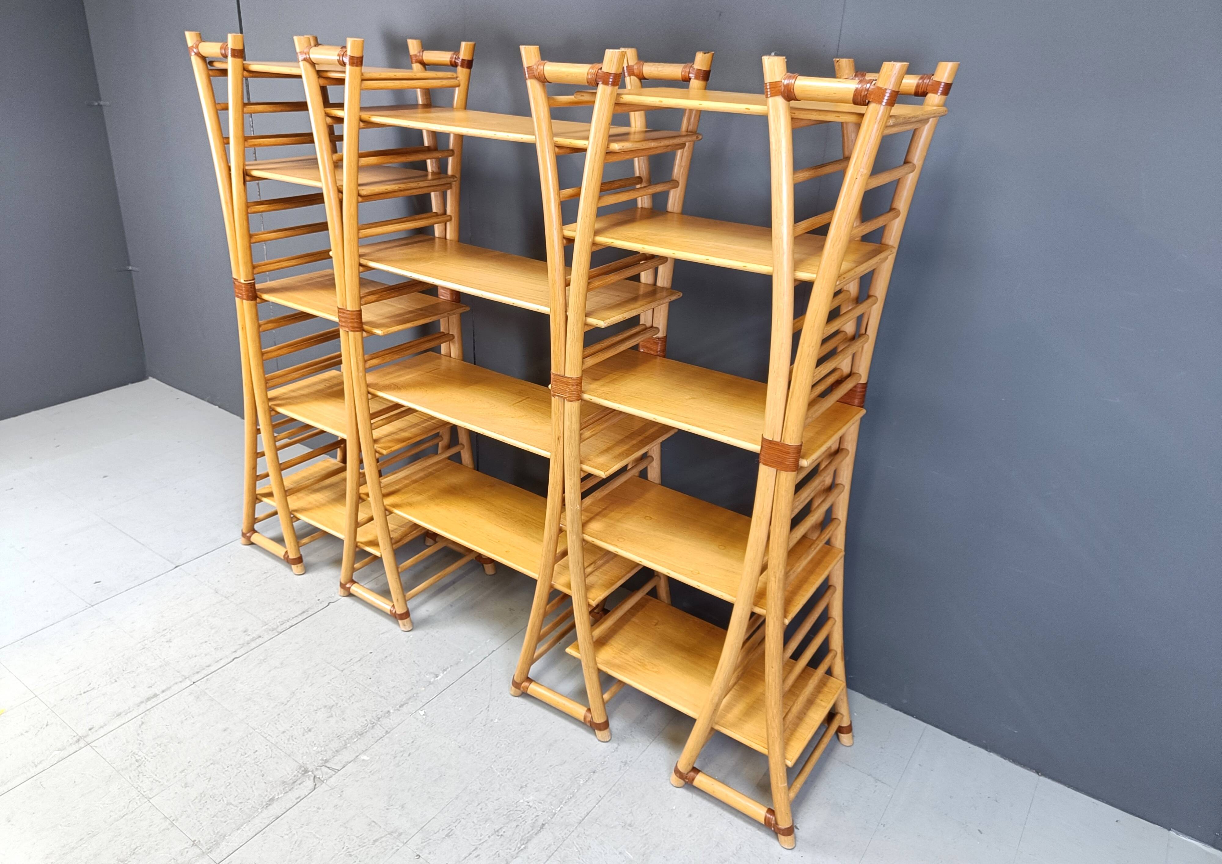 Vintage bamboo wall unit, 1970s