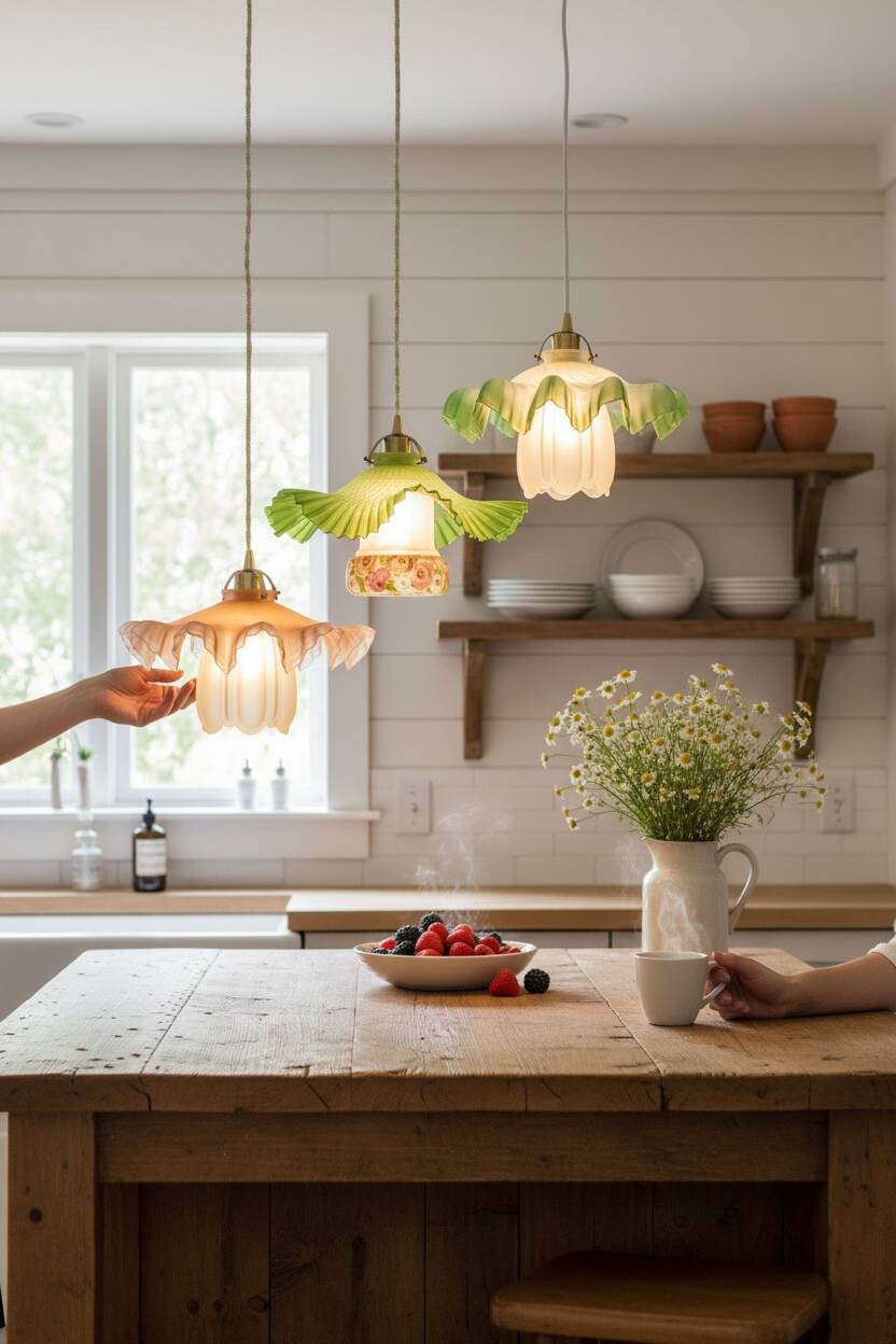 Suspension vintage opaline plissée verte et tulipe verre art déco