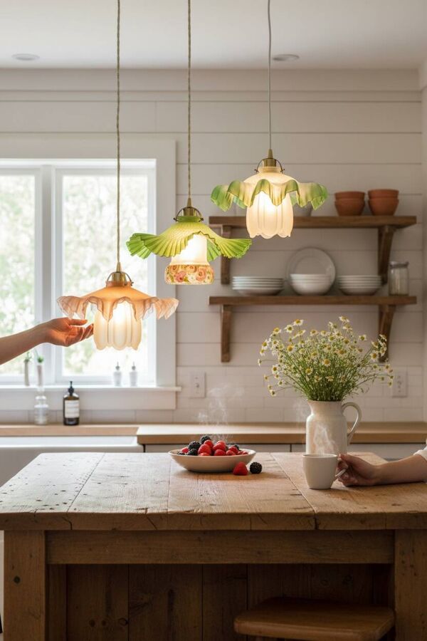 Suspension vintage opaline plissée verte et tulipe verre art déco
