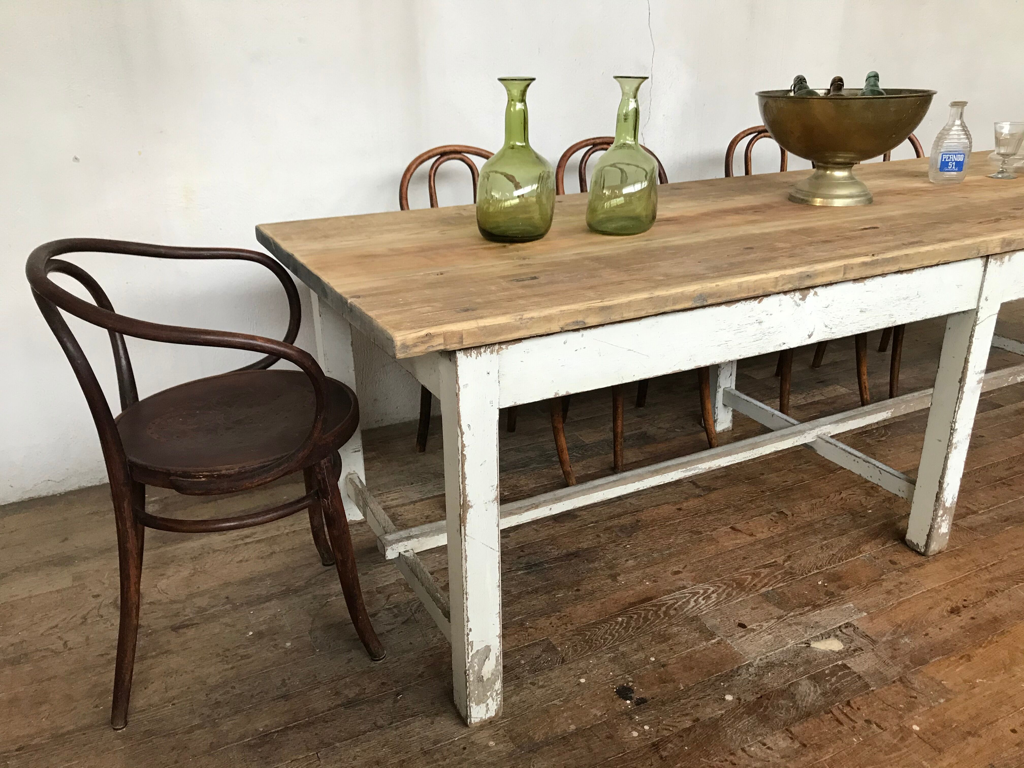 Vintage farm or workshop table early 20th century design