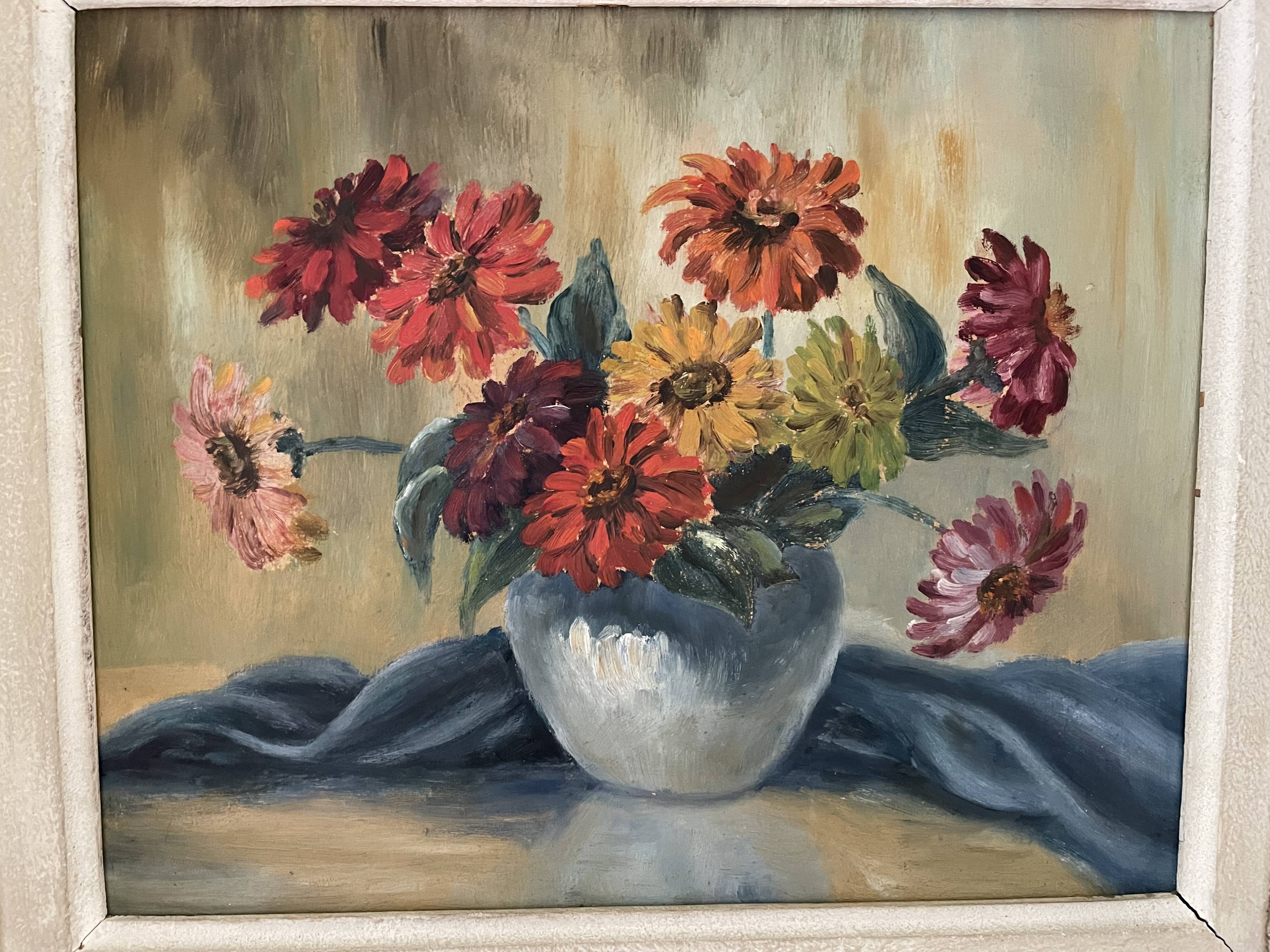Old painting bouquet of flowers