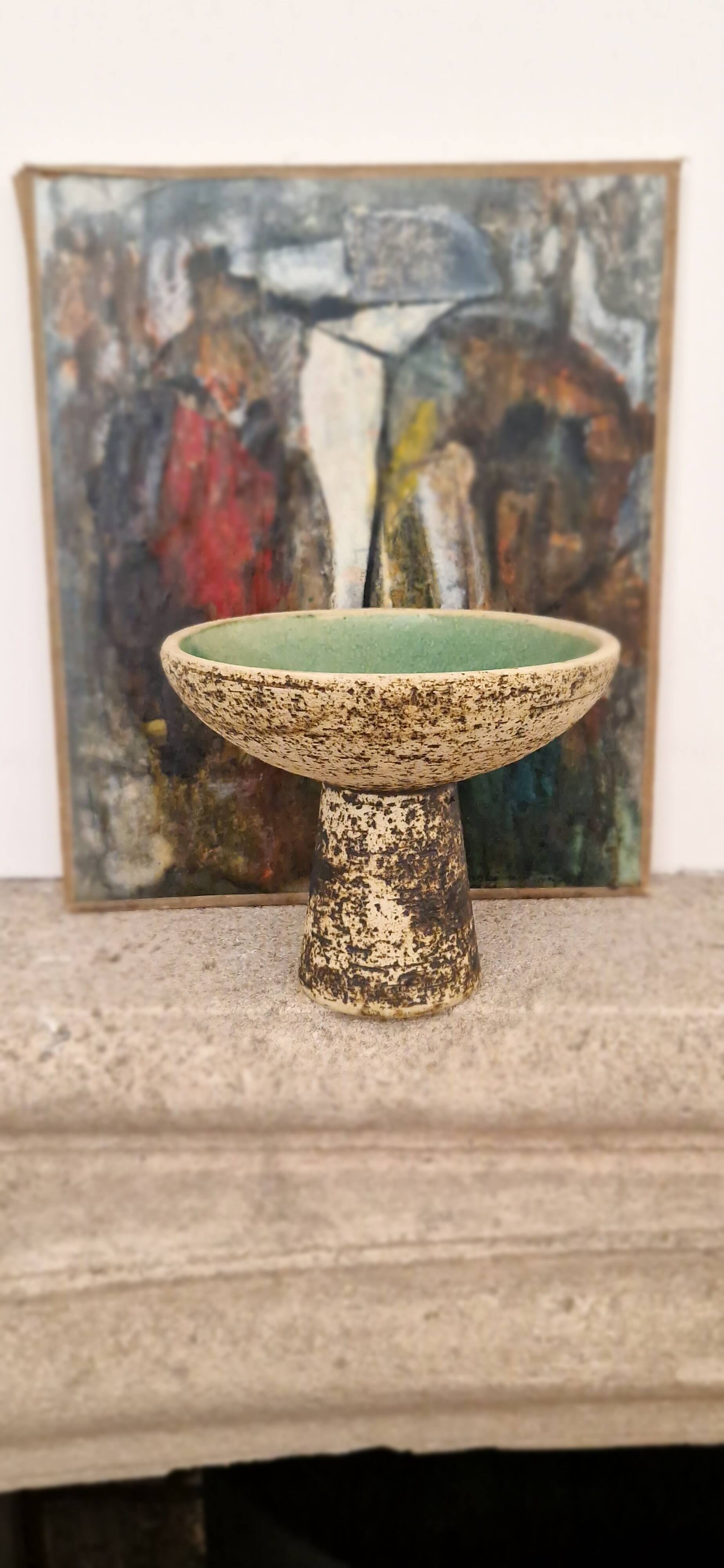 P groenwelt, brutalist ceramic candlestick '60