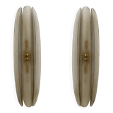Pair of Fontana Arte Style Mid-century Modern Smoke Murano Glass Sconces