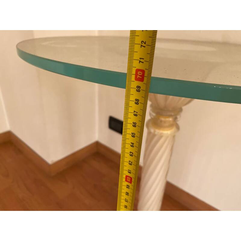 1990s Italian Venetian White and Gold Murano Glass Style Coffee Table