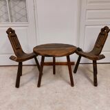 Coffee set coffee table and tripod low chairs - Spanish brutalist design - 1950s