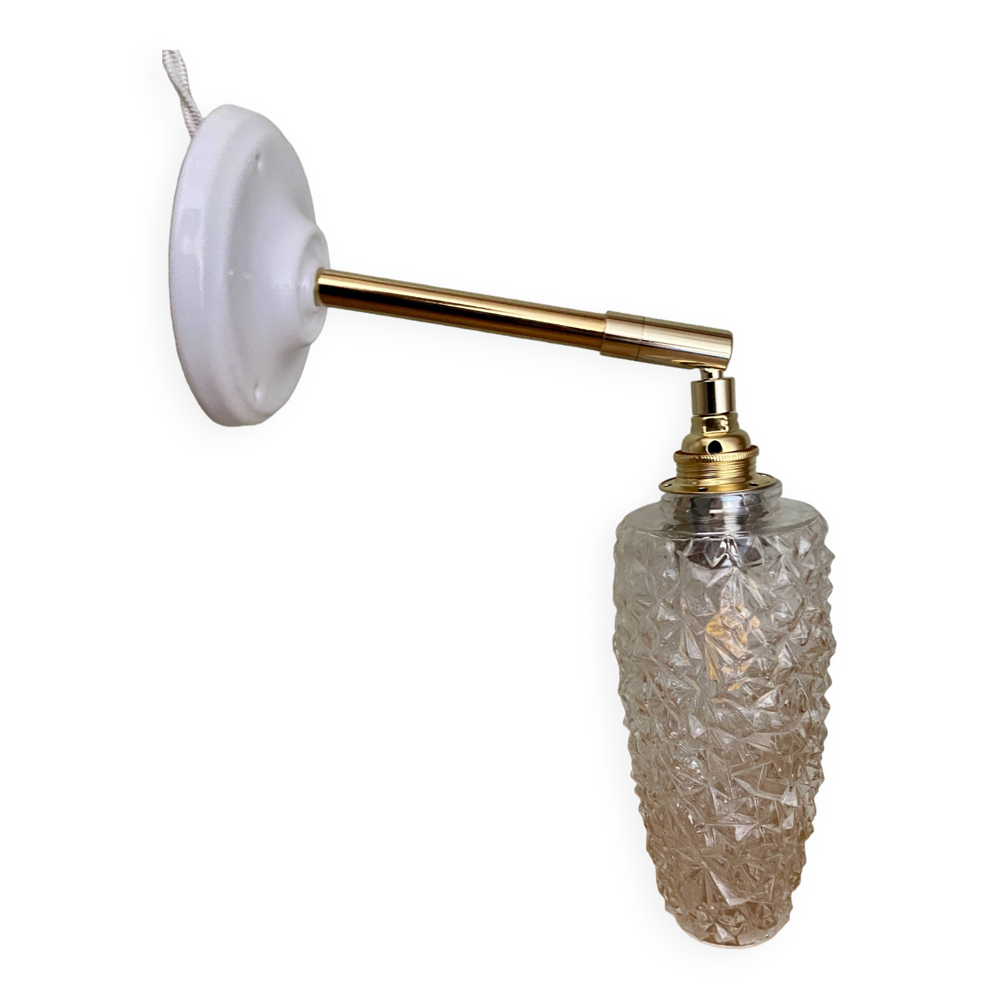 Vintage tulip wall light in diamond-point glass