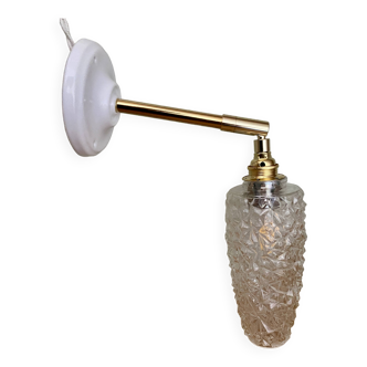 Vintage tulip wall light in diamond-point glass