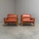 Set brutalist, Brazilian style leather lounge chairs, 1960s