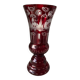 Bohemian glass vase ruby red with transparent decoration in pink and red table decoration