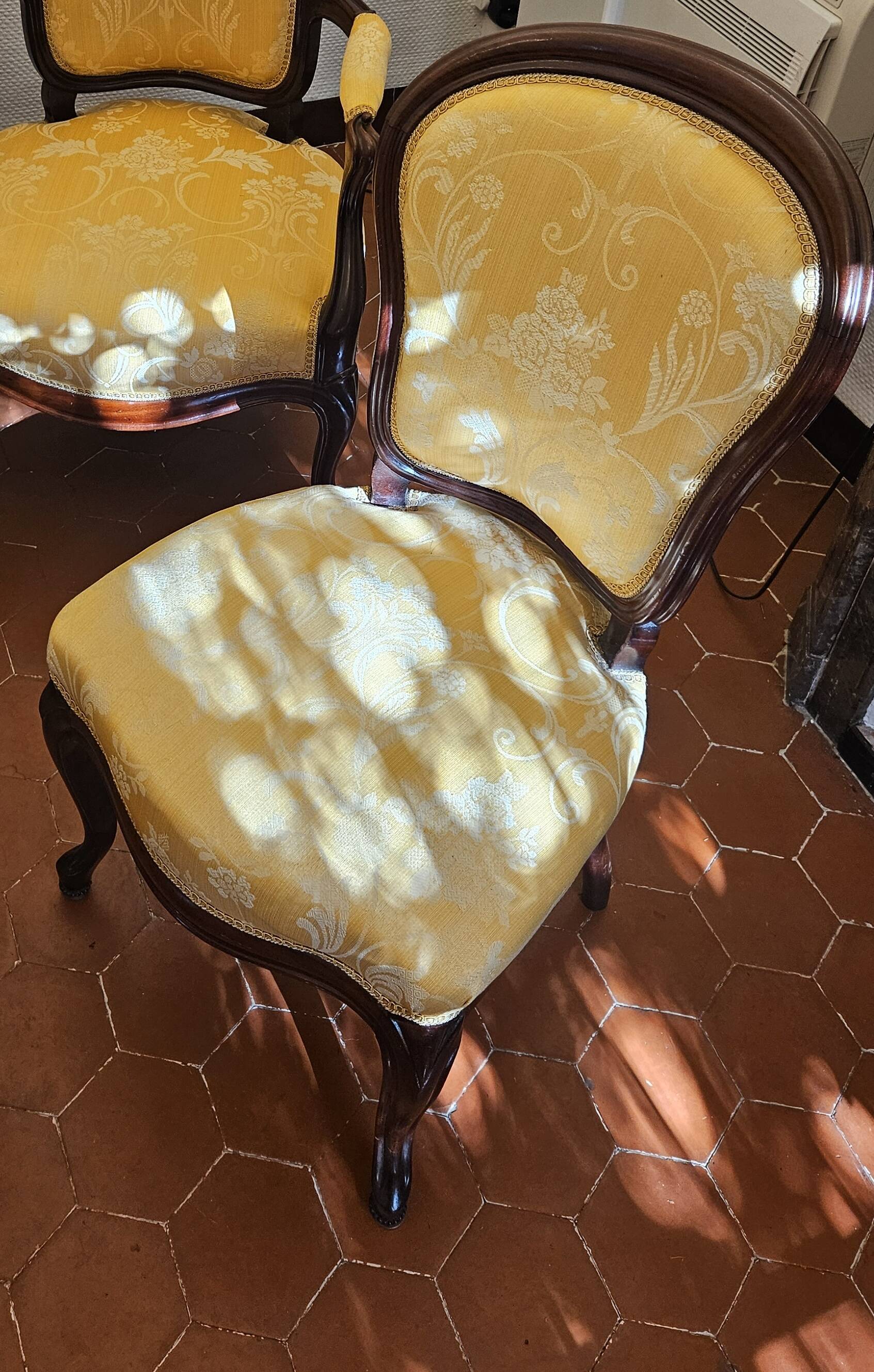 Set of 2 Louis-Philippe chairs, in mahogany wood, newly upholstered