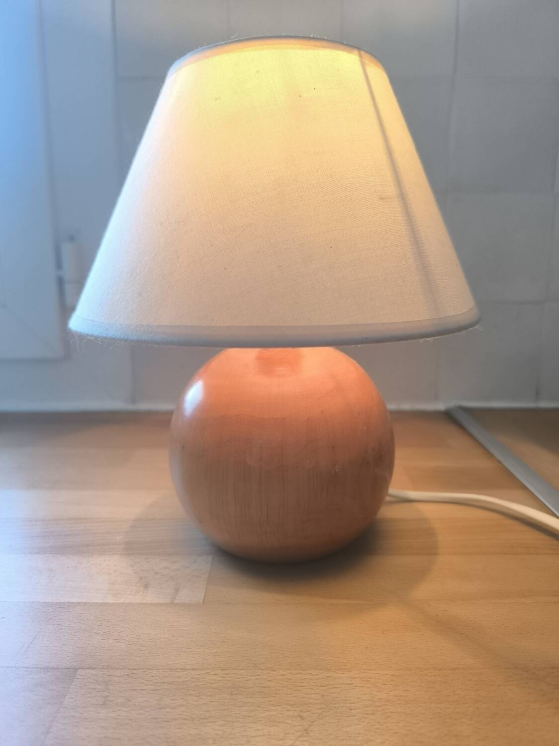 Walnut wood ball table lamp 1970