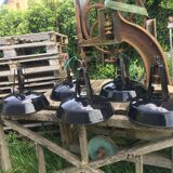 Set of black industrial lamps from the 1970s