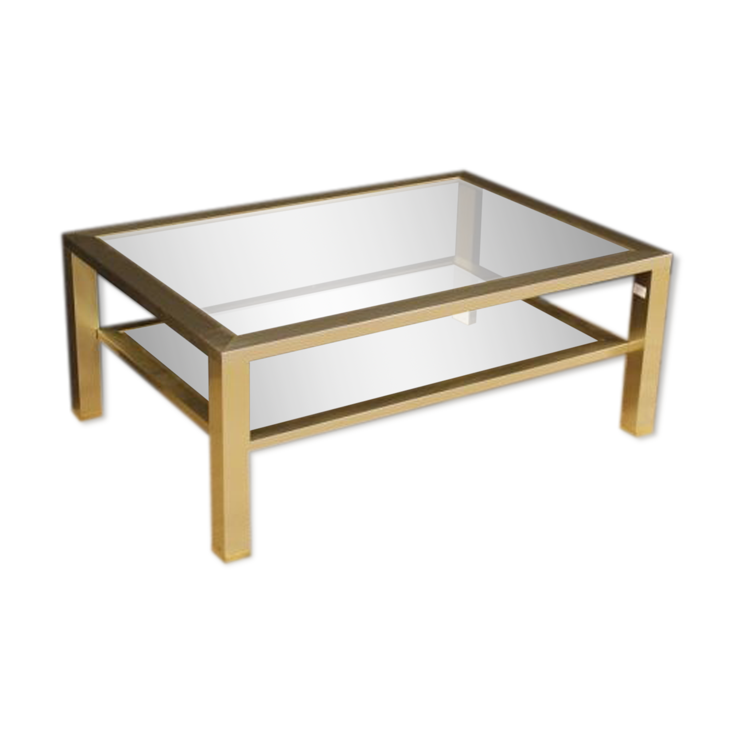 French design coffee table in glass and metal