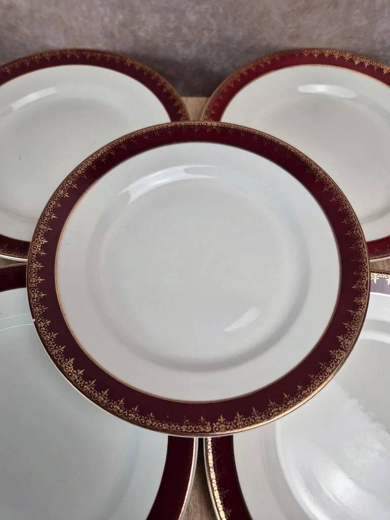 Lot de 12 assiettes à dessert Digoin Sarreguemines « rubis »