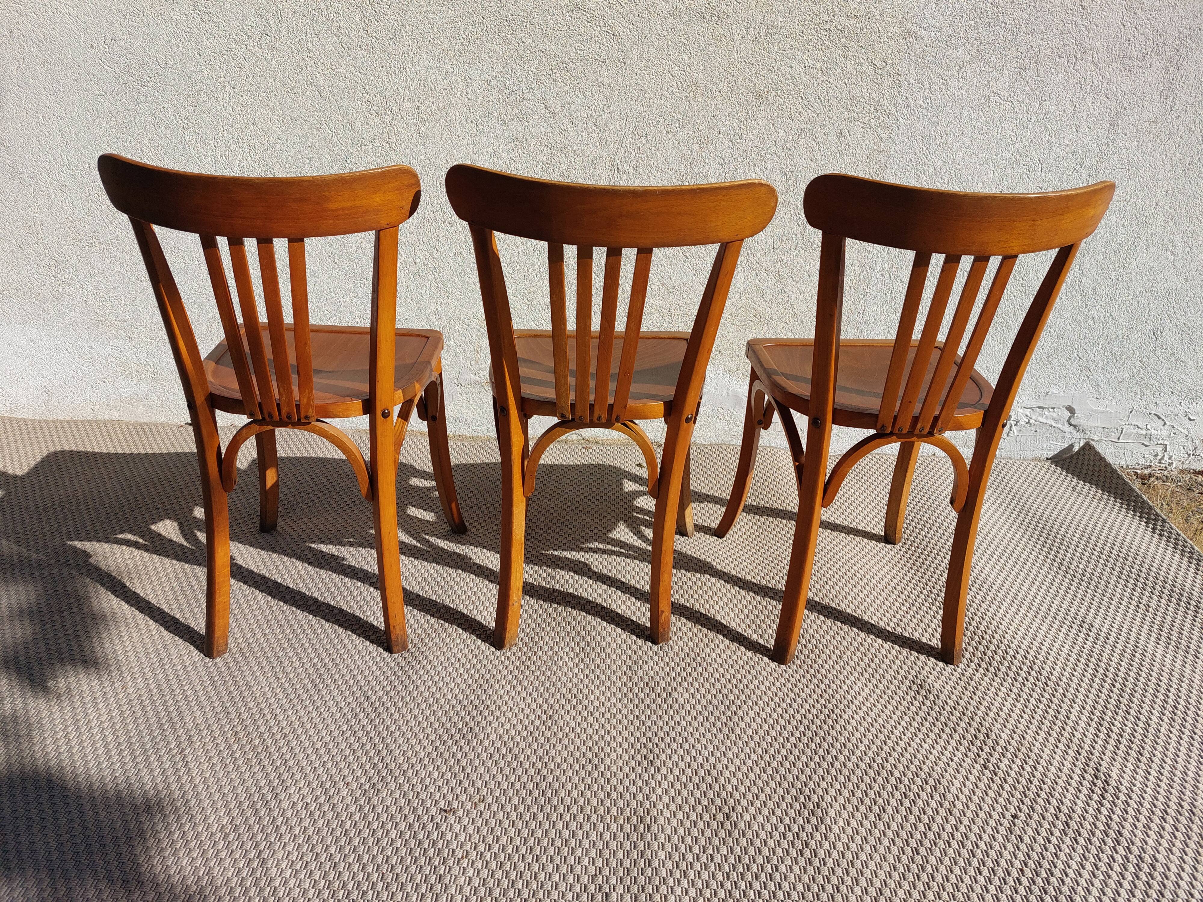 3 Luterma bistro chairs, medium oak finish