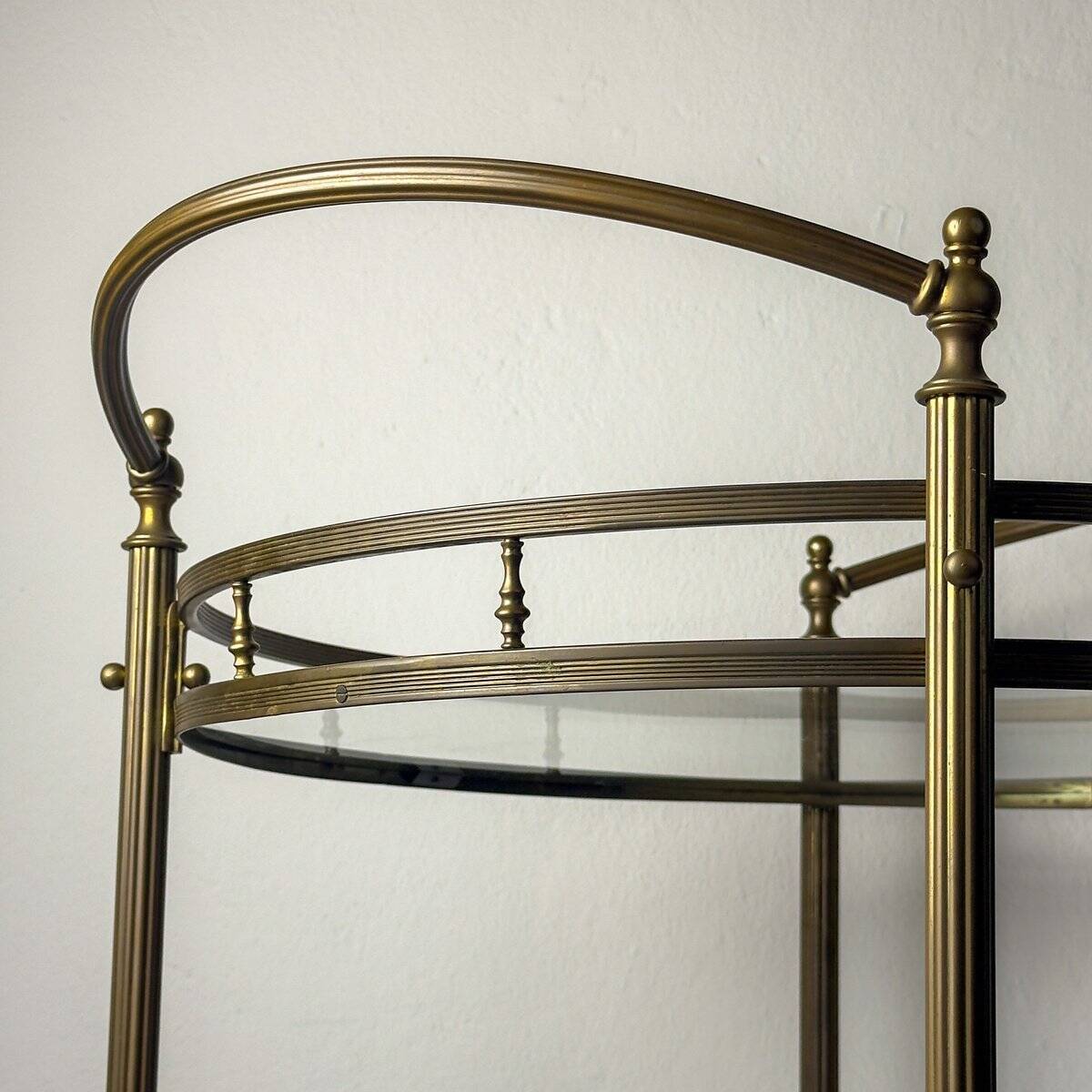Vintage French brass bar cart, 1950s