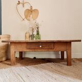 Old farmhouse coffee table in solid wood 1 drawer