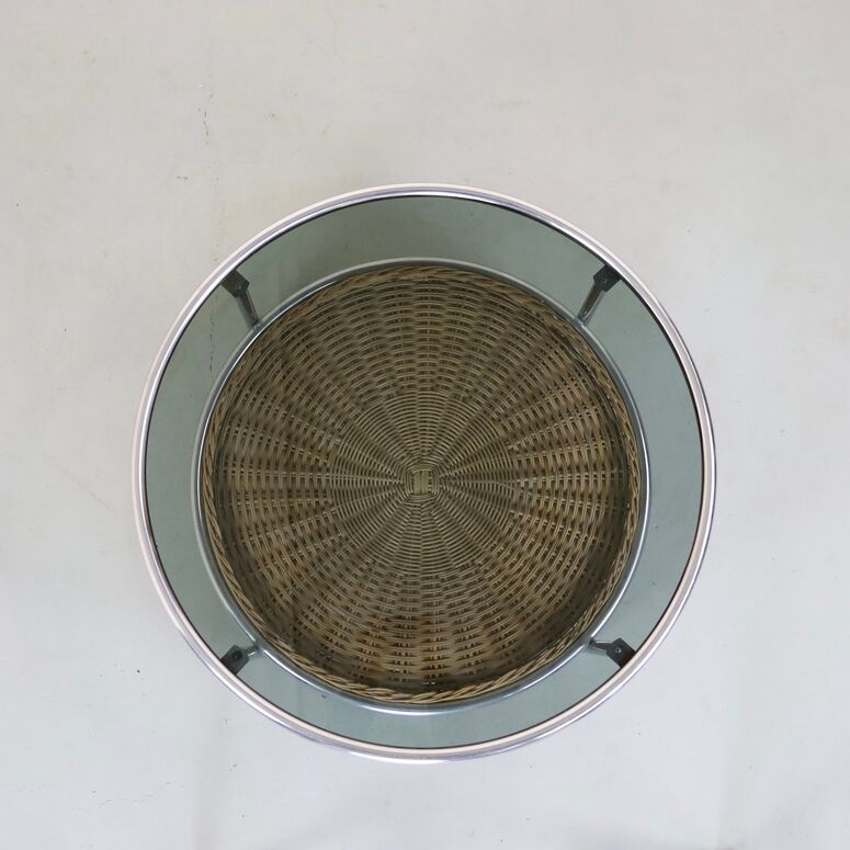 Vintage coffee table chrome & glass, 1970s