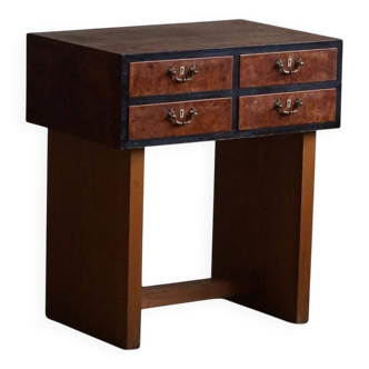 Danish Art Deco console with elm wood and burl drawers, 1940s.