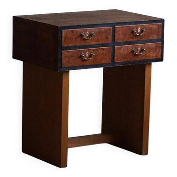 Danish Art Deco console with elm wood and burl drawers, 1940s.