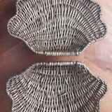 Vintage rattan shell box basket from the 1980s