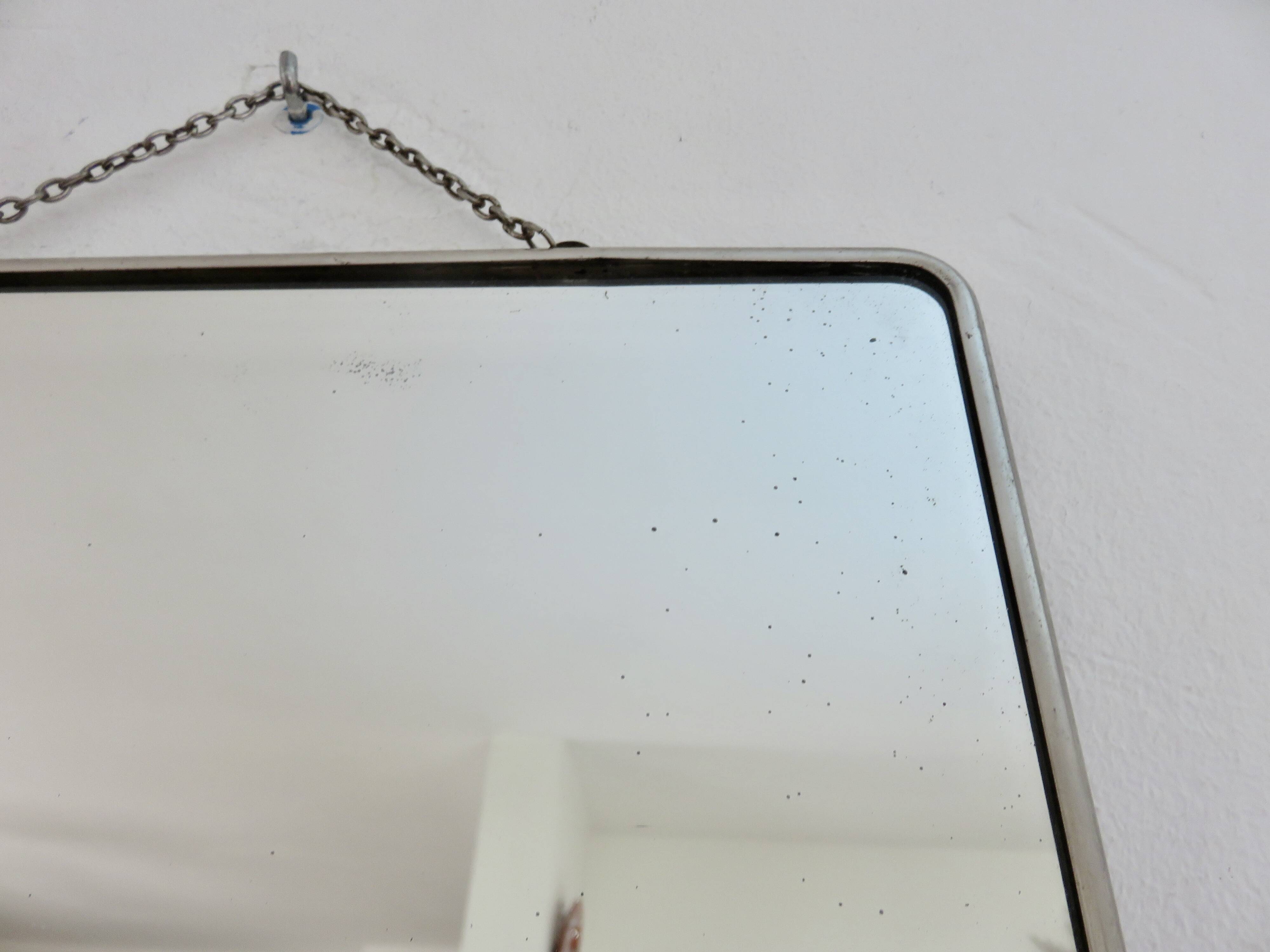 Antique barber's mirror with chain, art deco, 1940s-1950s