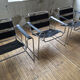 Bauhaus modernist leather chrome armchairs