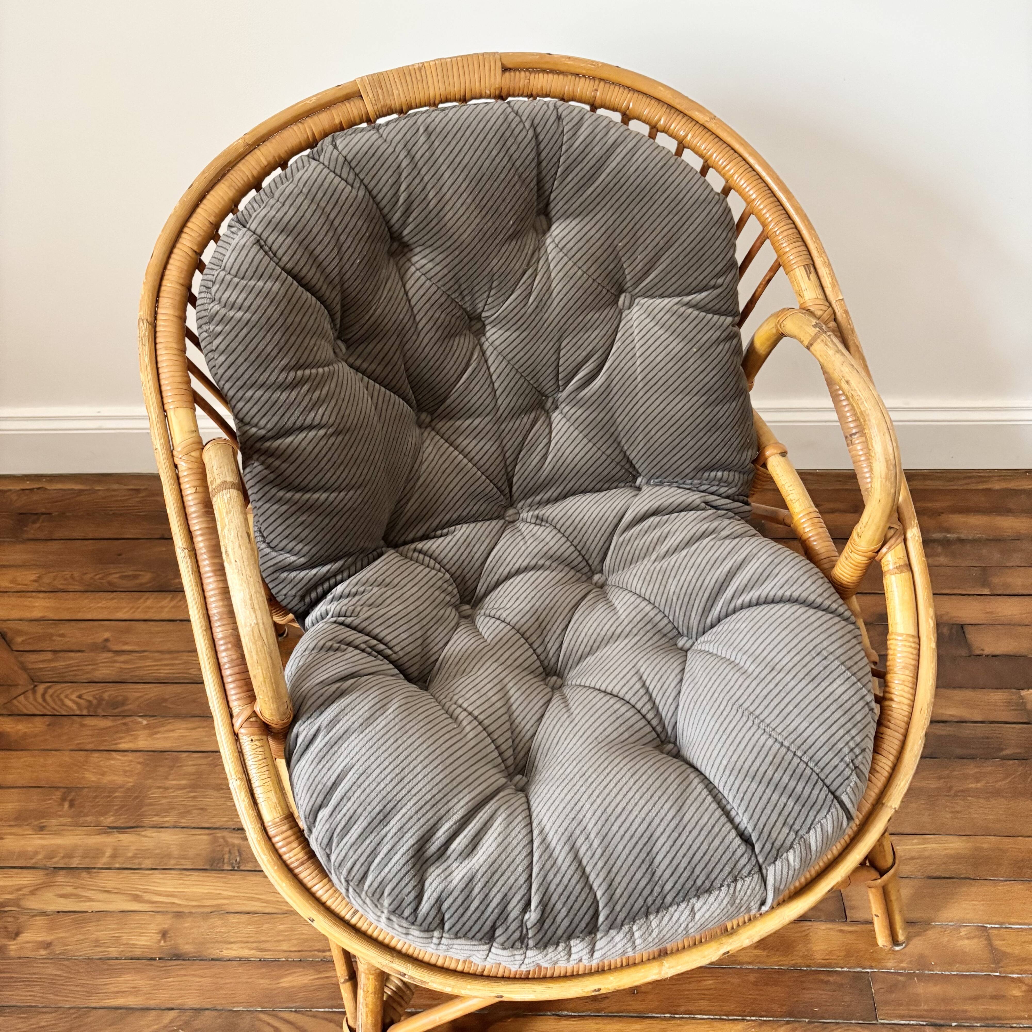 fauteuil en rotin vintage