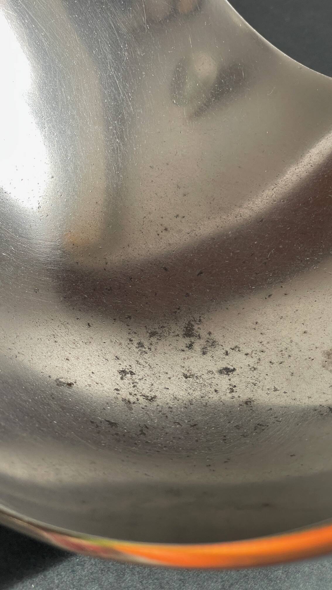 Vintage polished metal fruit bowl