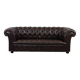Dark-flamed english chesterfield 2.5-seater sofa/button seat