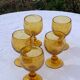 5 wine glasses in blown glass and vintage golden yellow bubble