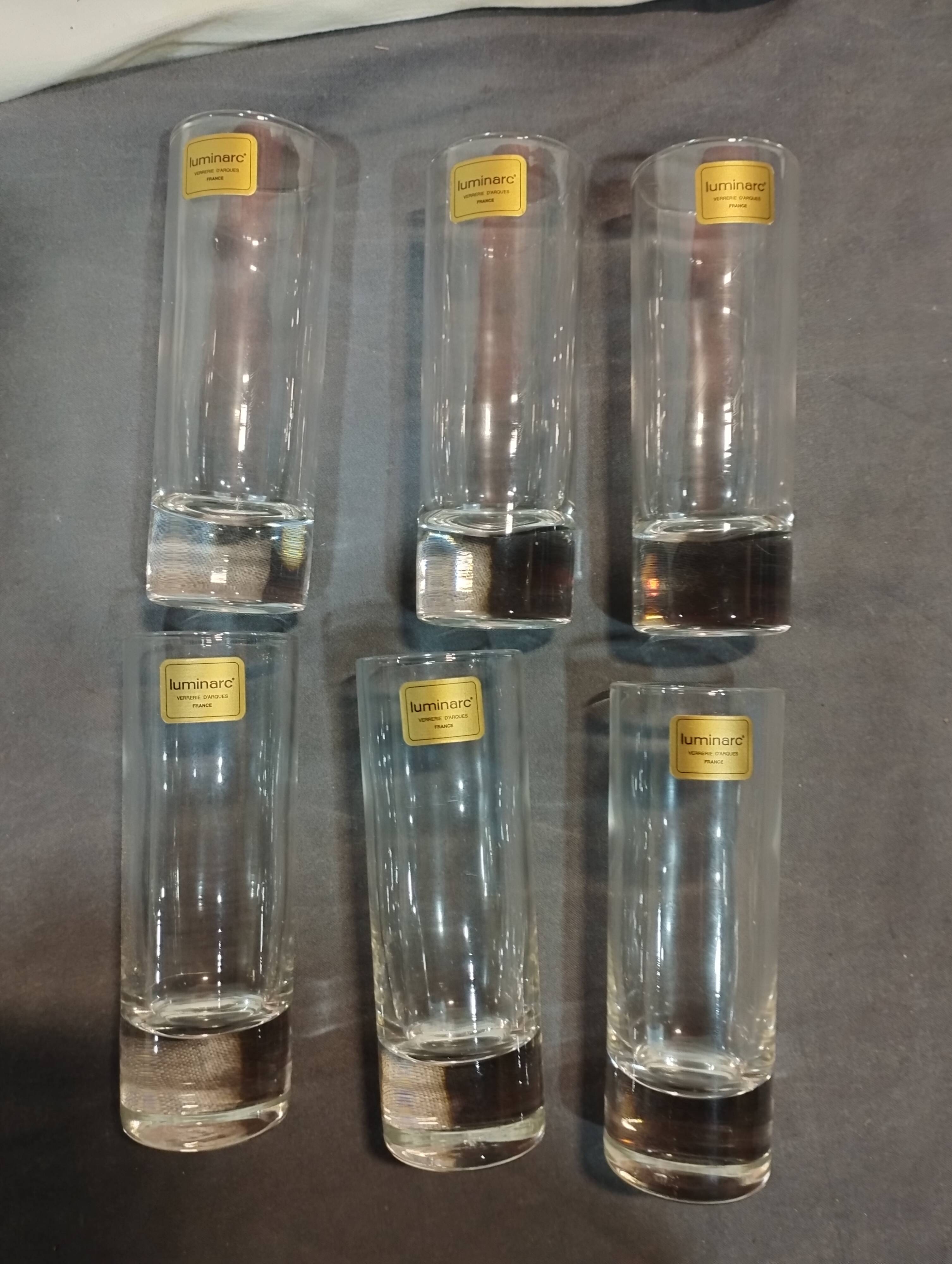 vintage: set of 6 liqueur (or digestive) glasses in Arques Luminarc glass